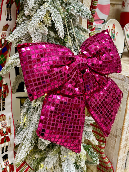 12 Inch Fuchsia Bow Ornament