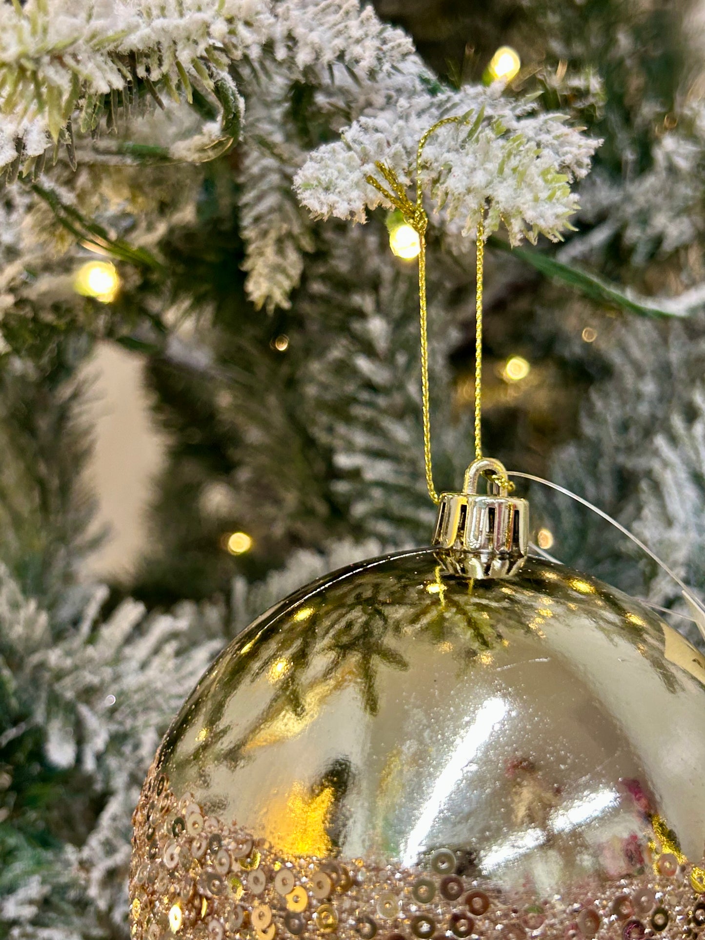 4 Inch Champagne Sequin Ball Ornament