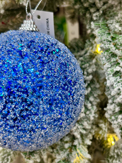 4 Inch Royal Blue Sequin Ball Ornament