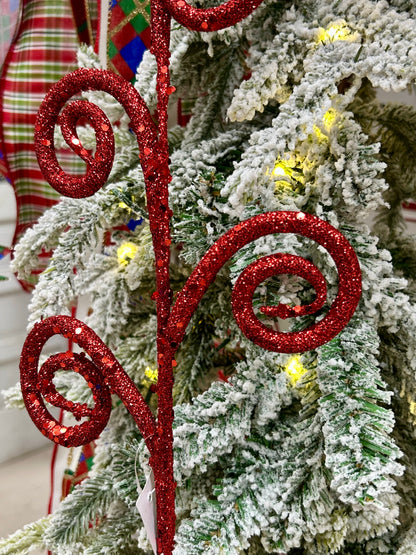 21 Inch Red Glitter Tubing Curly Spray