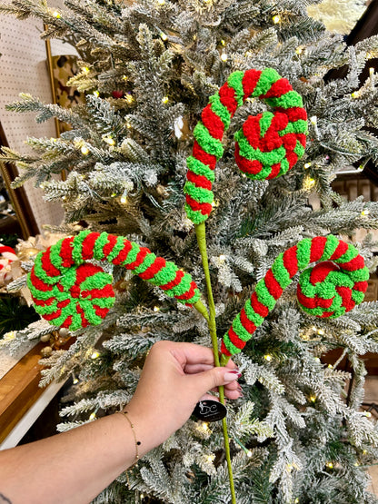 24 Inch Green And Red Faux Sherpa Curl Spray