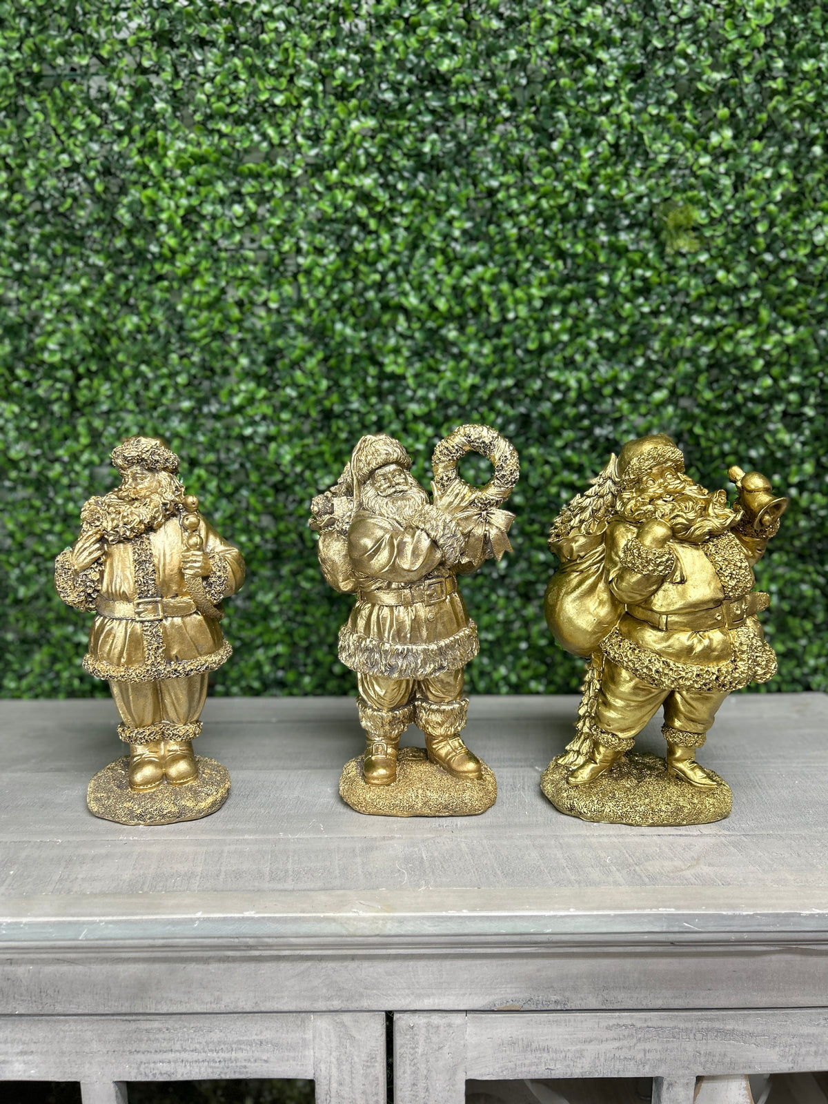11.5 Inch-12 Inch Antique Gold Resin Santas Three Styles