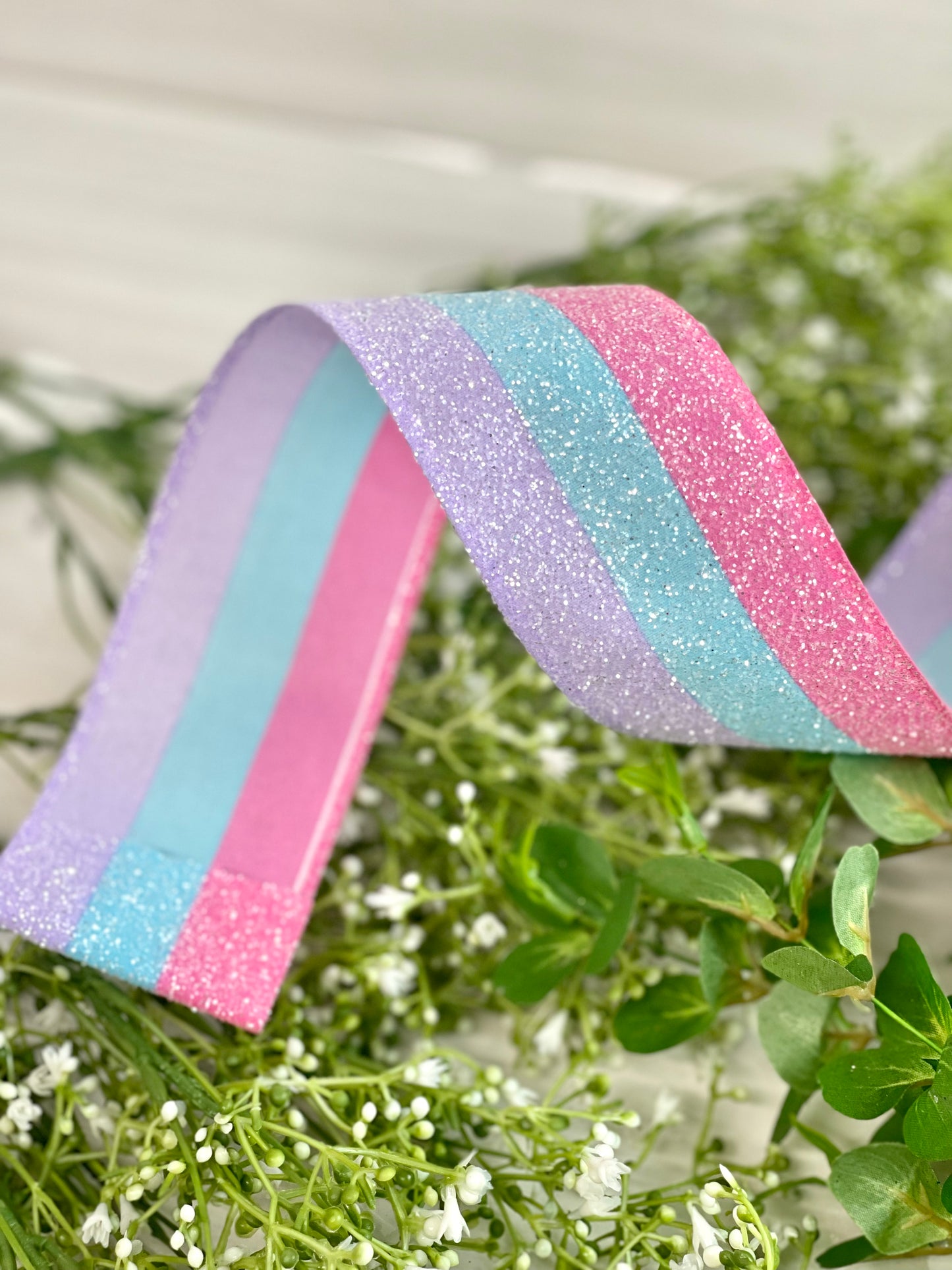 1.5 Sheer Wired Pastel Rainbow Striped Ribbon by Celebrate It™ 360°™