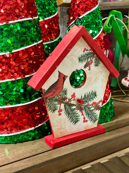 8 Inch Cardinal Birdhouse Decor Two Styles