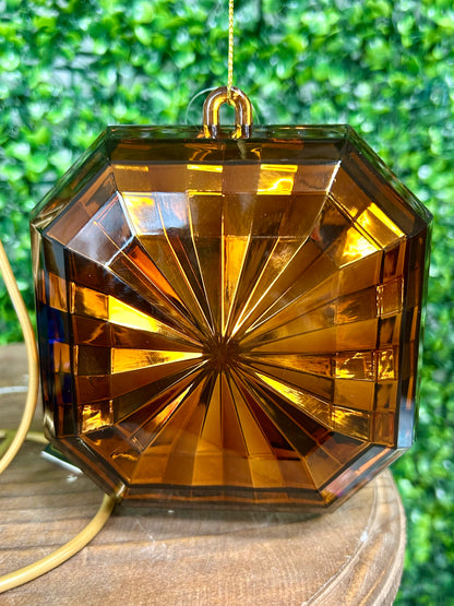 5 Inch Dark Amber Acrylic Square Diamond Ornament