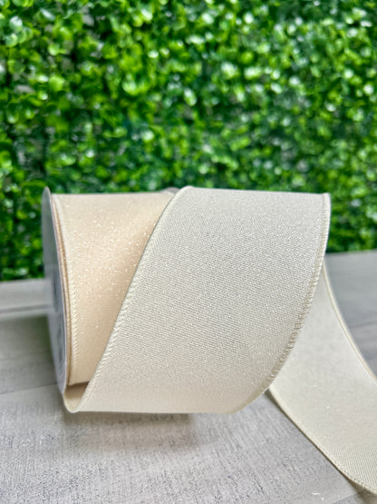 2.5 Inch By 10 Yard Dark Cream Crystal Shine Ribbon