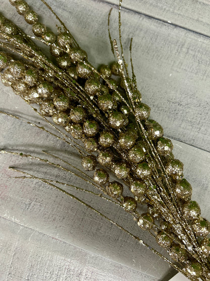 28 Inch Champagne Glitter Berry Spray