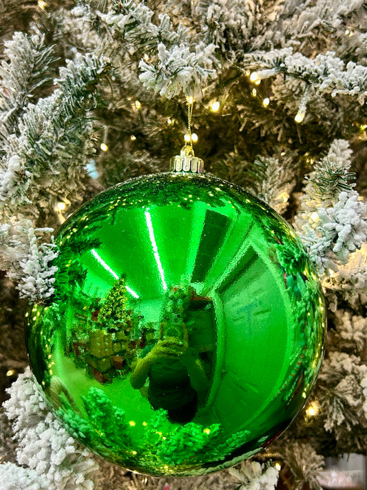8 Inch Shiny Green Smooth Ball Ornament