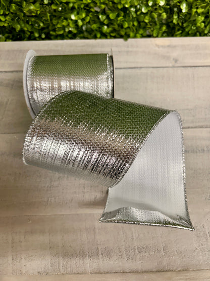 4 Inch By 10 Yard Silver Metallic Ribbon