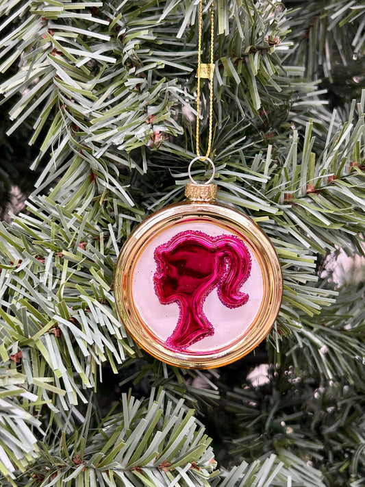 Pink Silhouette Glass Ornament
