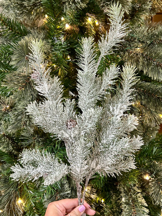32 Inch Snow Pine Spray