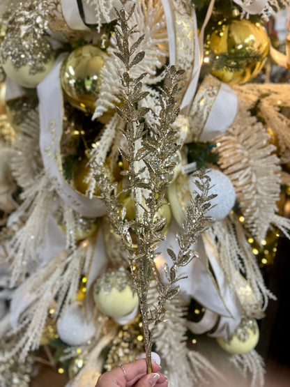 28.5 Inch Champagne Glittered Rosemary Spray