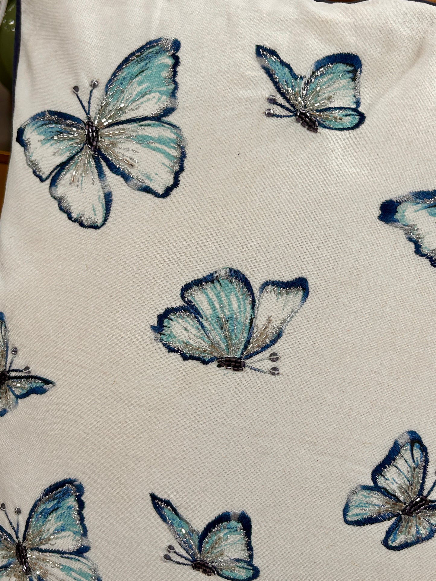18 X 18 Inch Embroidered Butterflies In Flight Pillow