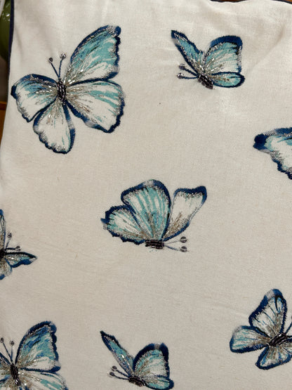 18 X 18 Inch Embroidered Butterflies In Flight Pillow