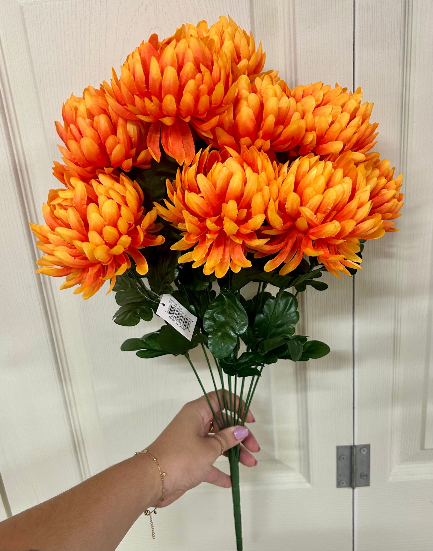 12 Inch Orange Ball Mum Bush