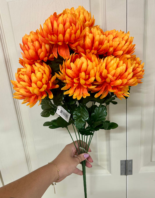 12 Inch Orange Ball Mum Bush