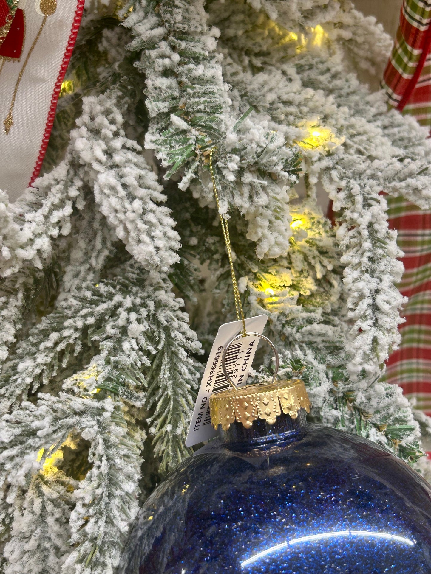 5 Inch Navy Blue Lacquer Look Glitter Ball Ornament