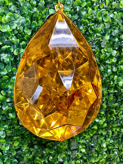 9 Inch Amber Acrylic Drop Diamond Ornament