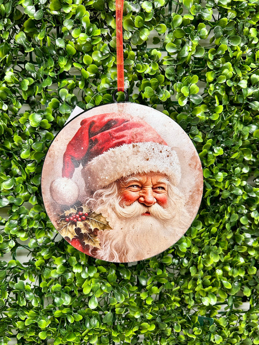 6.1 Inch Metal Holiday Santa Design Ornament