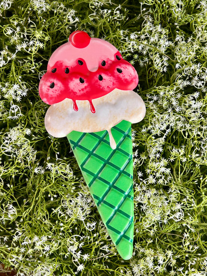 12 Inch Metal Watermelon Ice Cream Cone Sign
