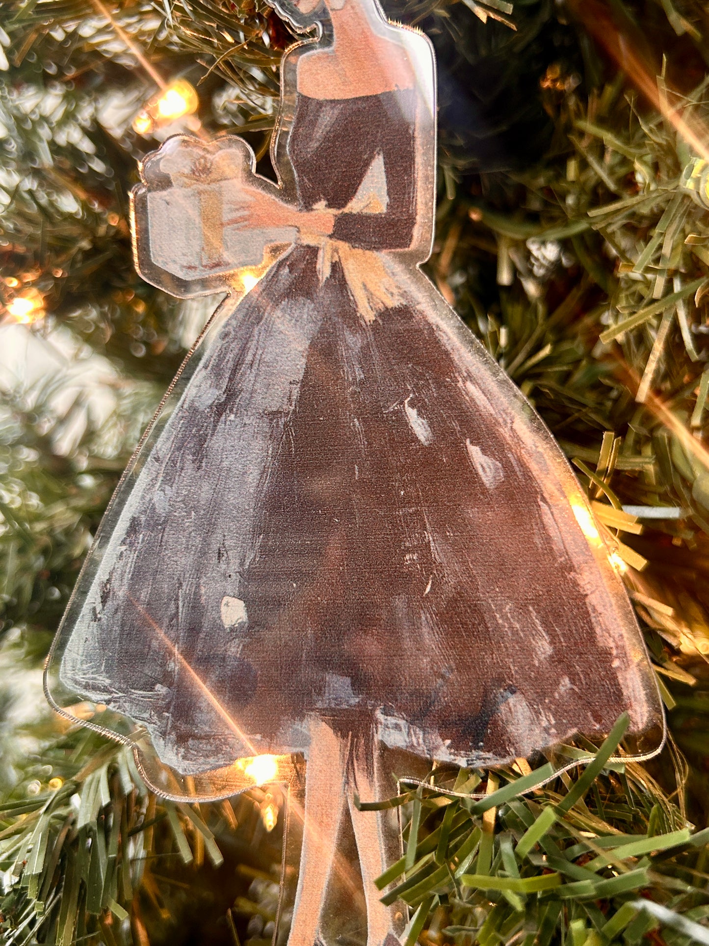 7 Inch Women In Dresses Acrylic Ornaments Two Assorted