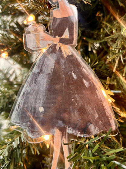 7 Inch Women In Dresses Acrylic Ornaments Two Assorted