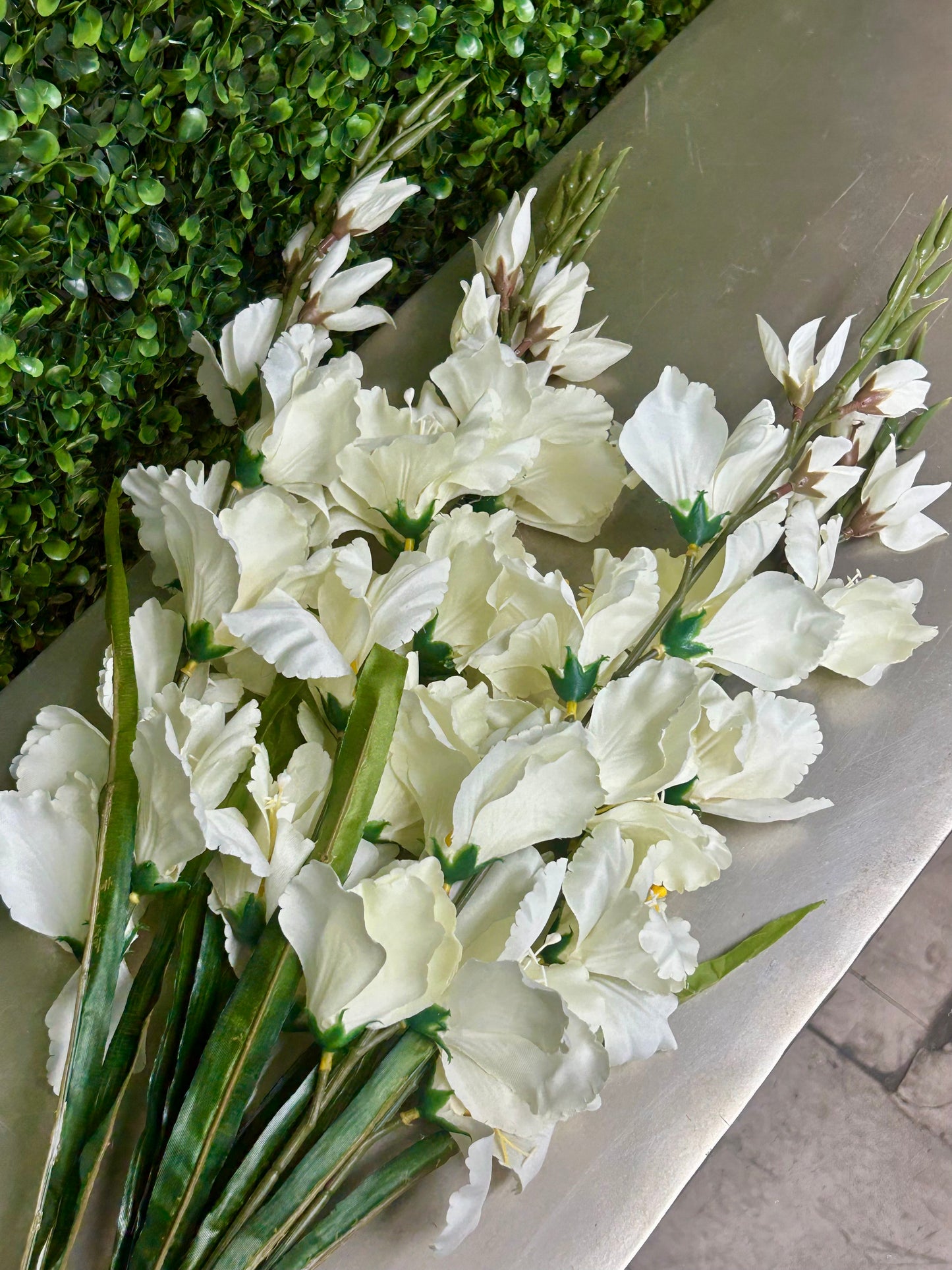 32 Inch White Gladiolas Bush