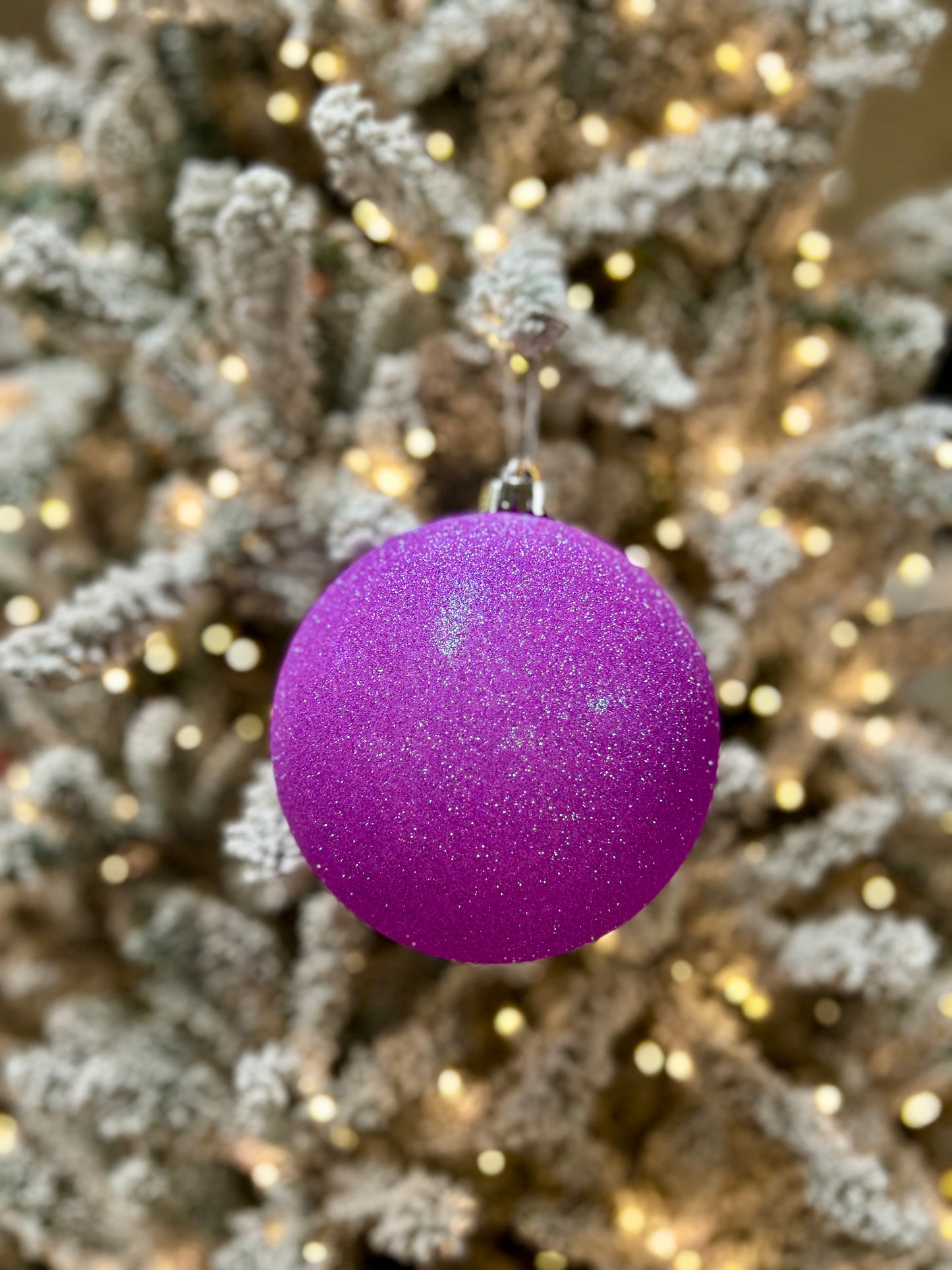 6 Inch Lavender Iridescent Glitter Ornament