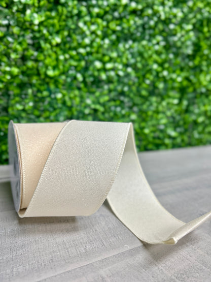 2.5 Inch By 10 Yard Dark Cream Crystal Shine Ribbon