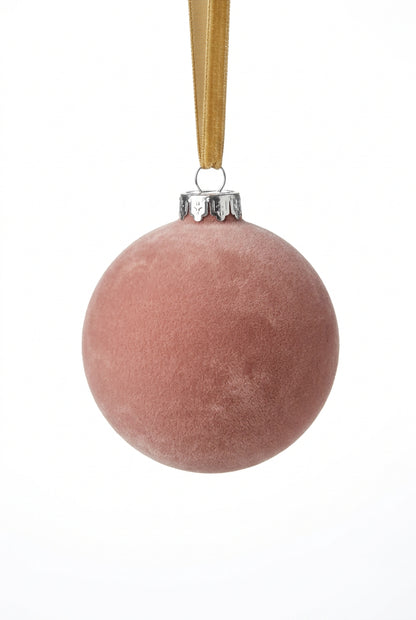 5 Inch Light Brown Flocked Ornament Ball