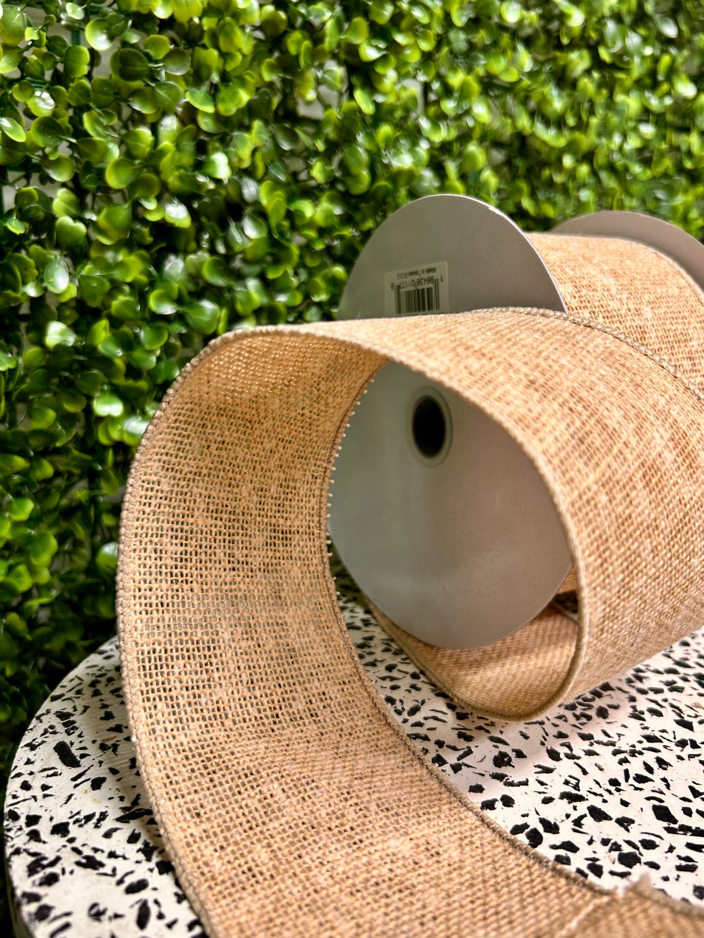 2.5 Inch By 10 Yard Beige Faux Burlap Ribbon