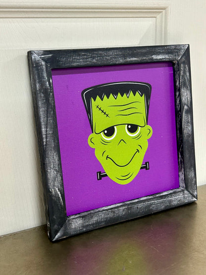 8 Inch Square Wood Halloween Sign Three Styles