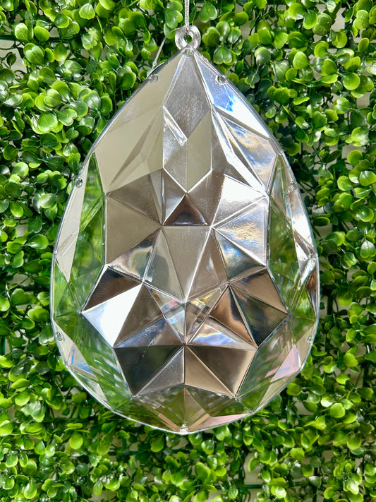 9 Inch Silver Acrylic Rain Drop Diamond Ornament