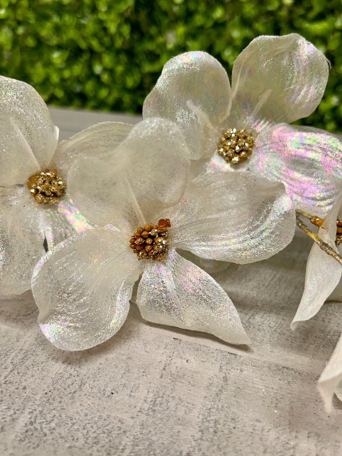 33.5 Inch White Shimmer Dogwood Spray