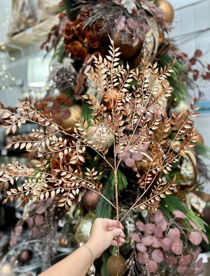 35 Inch Copper Metallic Tea Leaf Branch