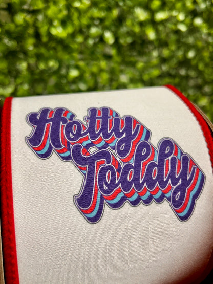 4 Inch By 10 Yard Hotty Toddy Fused Dupioni Backed Wired Edge Ribbon
