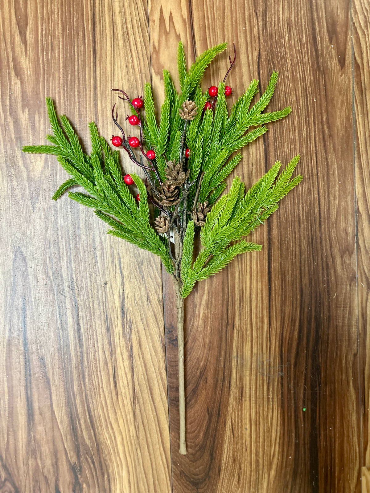 19 Inch Red And Green Pine Cone Red Berry Spray