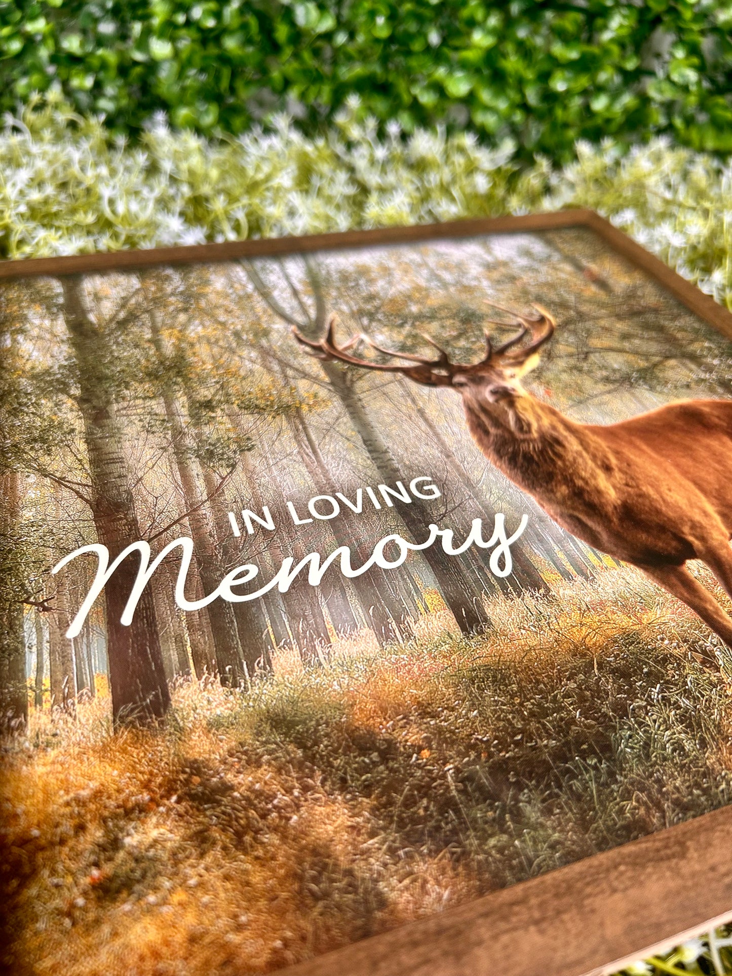 10 Inch In Loving Memory Deer Wood Square Sign