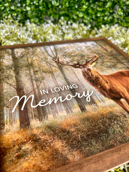 10 Inch In Loving Memory Deer Wood Square Sign