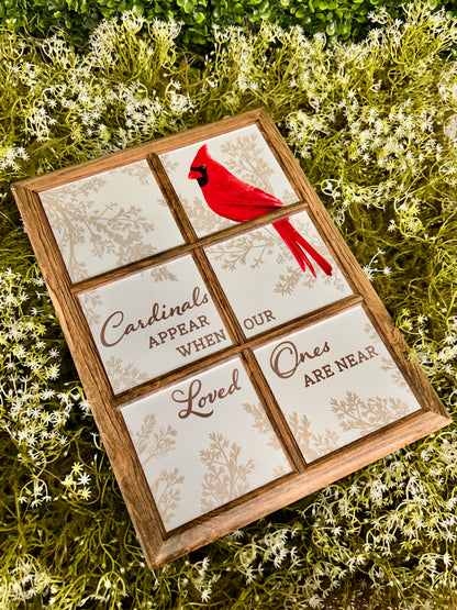12.75 Inch Cardinal In Window Metal Sign