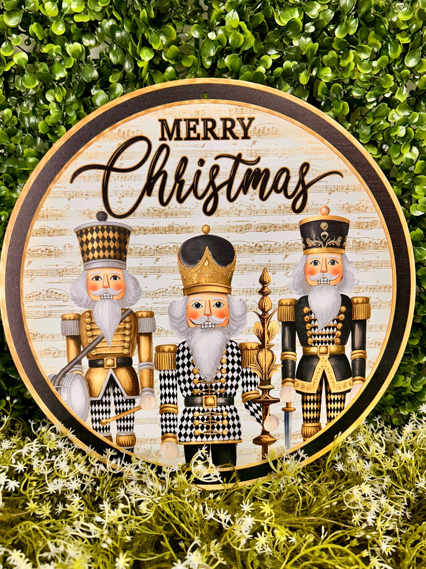 12 Inch Black And Gold Harlequin Nutcrackers Sign