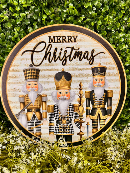 12 Inch Black And Gold Harlequin Nutcrackers Sign