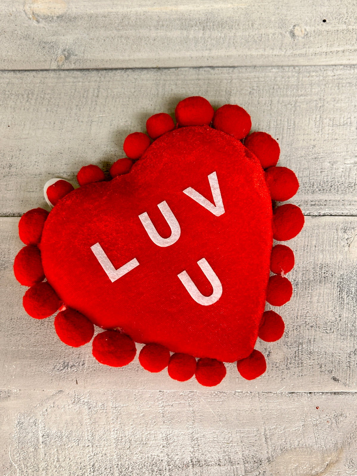7.5 Inch Pink And Red Velvet Conversation Pompom Heart Three Styles