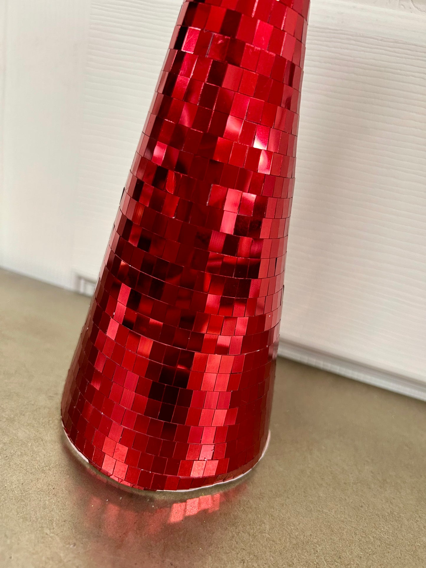 11.5 Inch Red Mirror Cone Tree