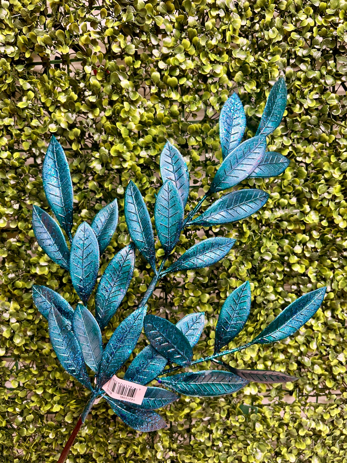 26 Inch Blue Metallic Bay Leaf Spray