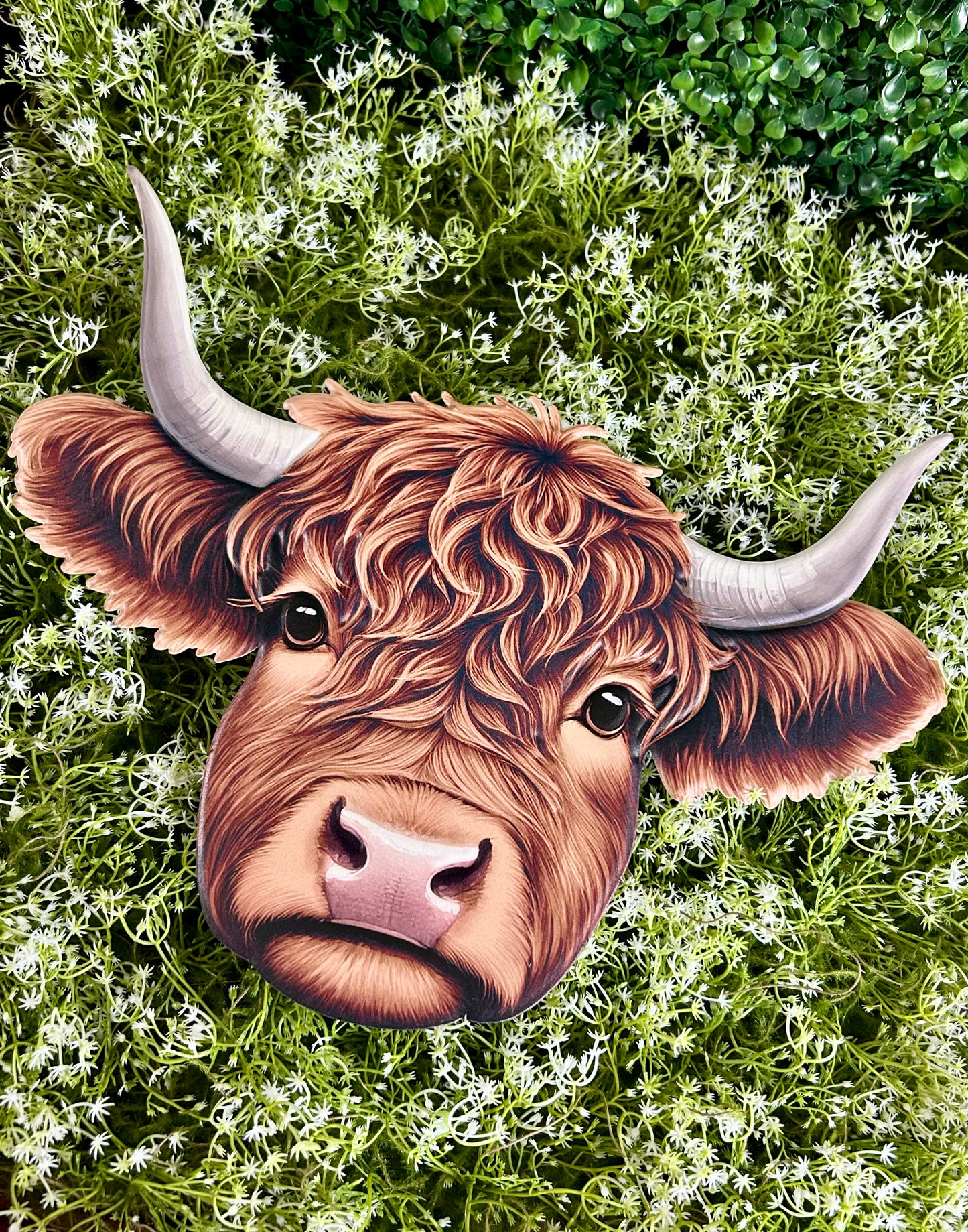 15.5 Inch Dark Brown Highland Cow Metal Sign