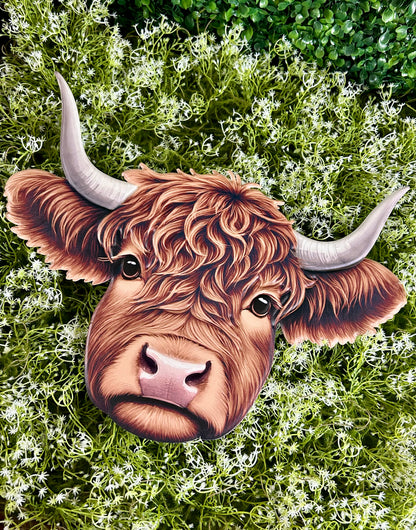 15.5 Inch Dark Brown Highland Cow Metal Sign