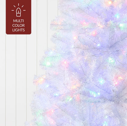 Best Choice Products 7.5ft White Artificial Christmas Tree With Multicolor Lights Open Box