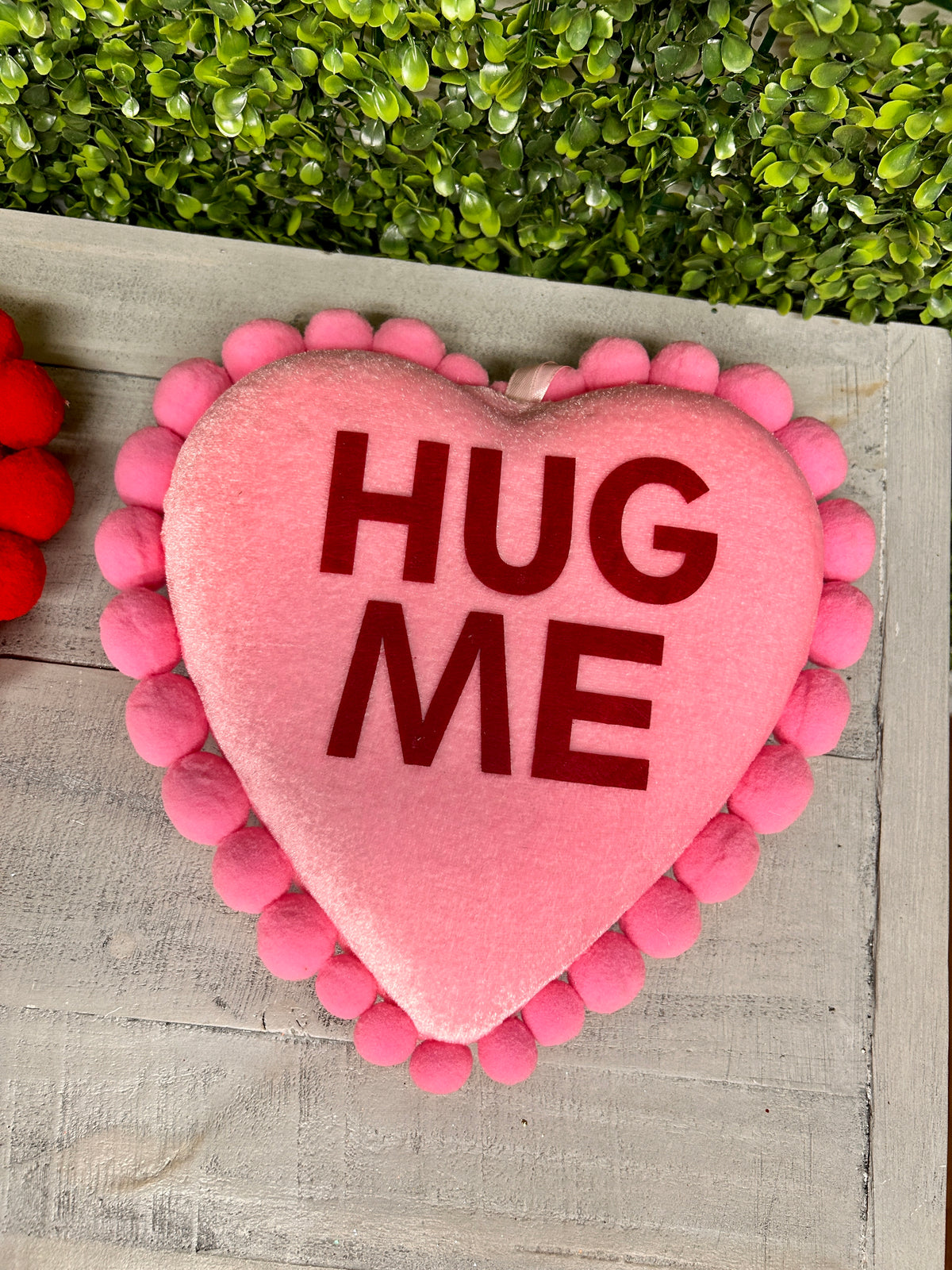 11 Inch Pink And Red Velvet Conversation Pompom Heart Three Styles