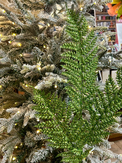 32 Inch Green Shimmery Glitter Fern Spray